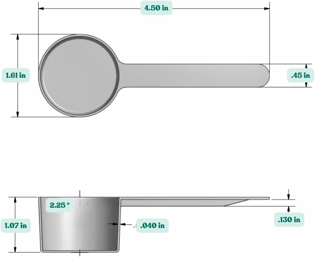 1/4 Teaspoon (1.25 mL) Long Handle Plastic Measuring Spoon for Coffee, Protein Powder, Pet Food, Spices, Grains, Dry Goods – Food-Grade BPA-Free (Pack of 1) - Colors B