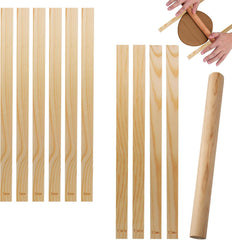 11pcs Wooden Pottery Teaching Kit | 10pcs 5-Size Clay Thickness Guides, 1pc Rolling Pin, for Clay Art, Ceramics & DIY Craft Projects