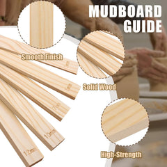 11pcs Wooden Pottery Teaching Kit | 10pcs 5-Size Clay Thickness Guides, 1pc Rolling Pin, for Clay Art, Ceramics & DIY Craft Projects