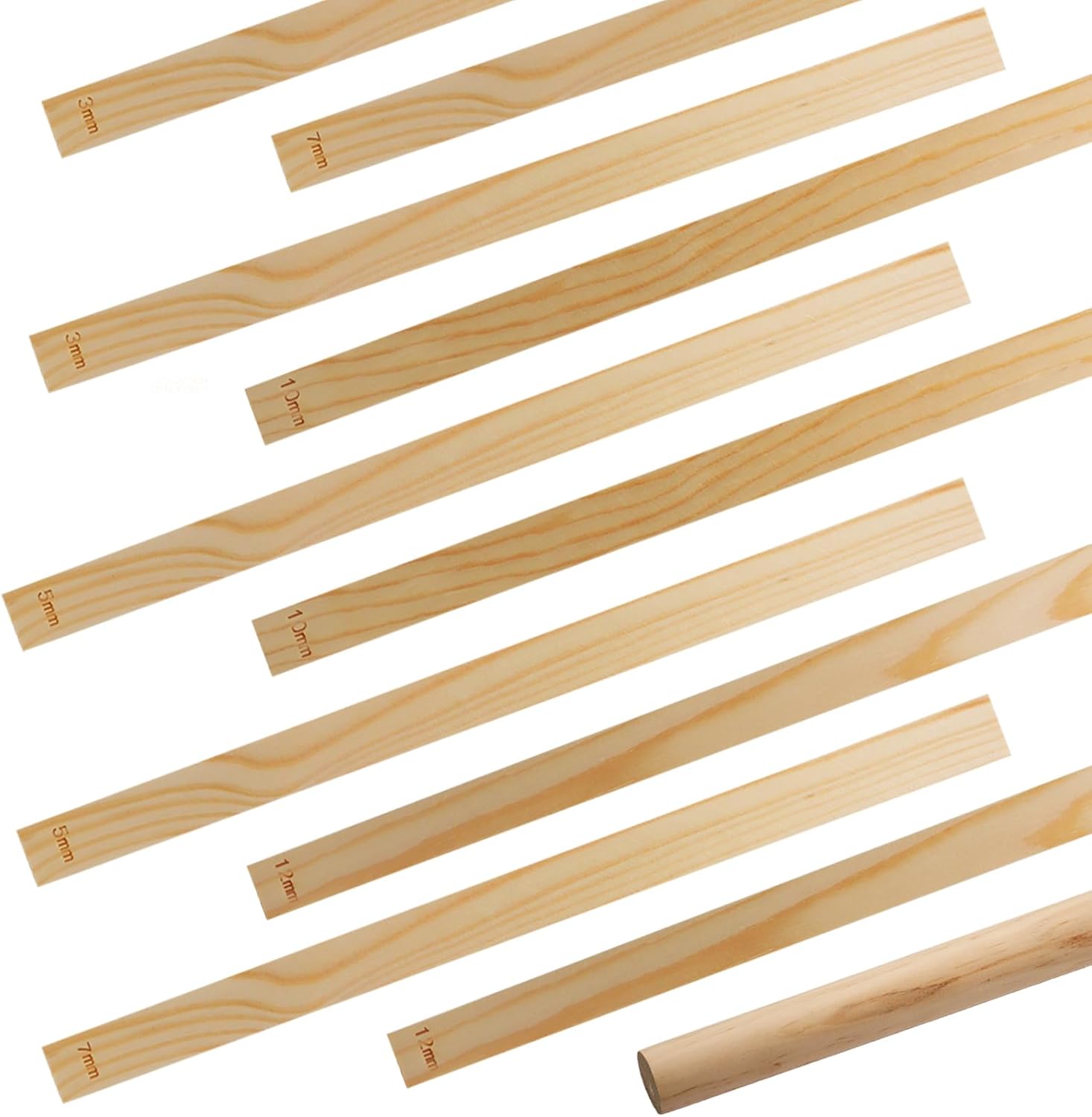11pcs Wooden Pottery Teaching Kit | 10pcs 5-Size Clay Thickness Guides, 1pc Rolling Pin, for Clay Art, Ceramics & DIY Craft Projects