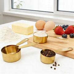 12-Piece Gold Magnetic Measuring Cups and Spoons Set .4 Premium Stainless Steel Gold Measuring Cups .8 Magnetic Measuring Spoons Set with Leveler .Measuring for Dry & Liquid Cooking Baking for Kitchen