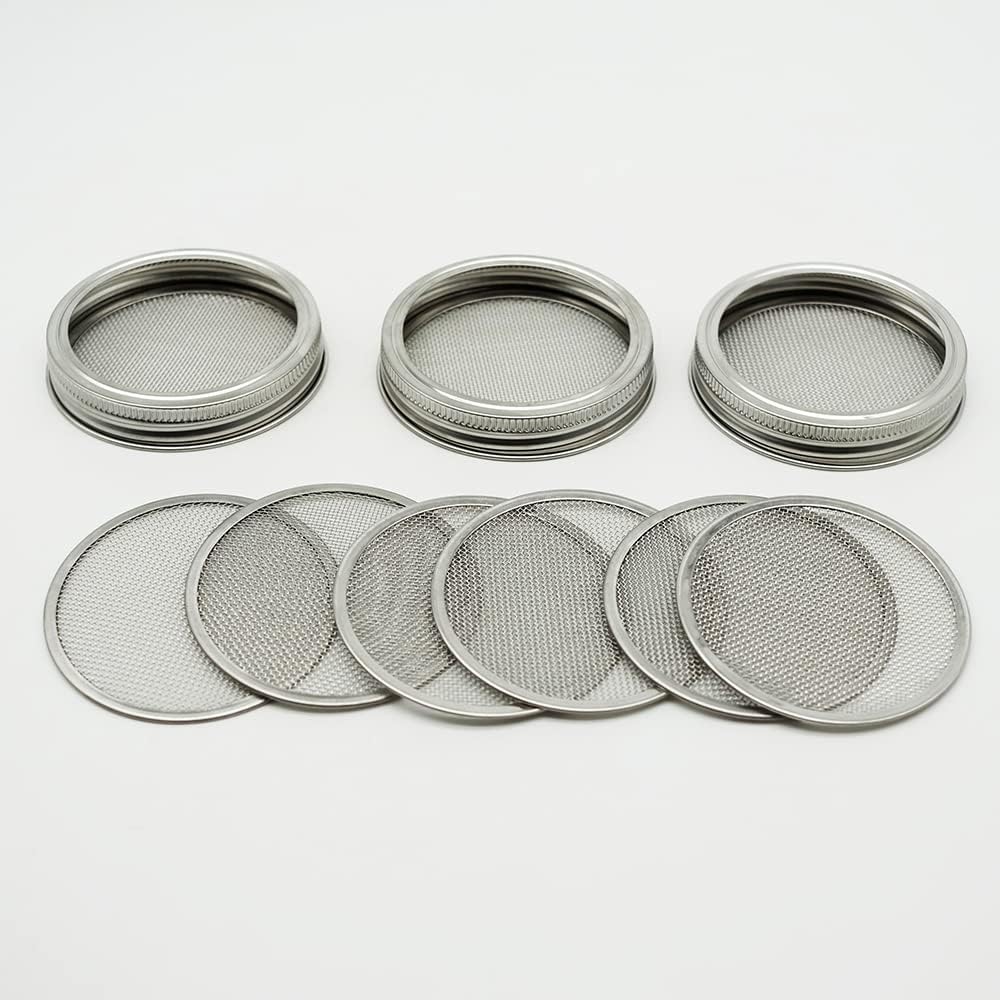 12 Pack Sprouting Lids,304 Stainless Steel Screen Filter Strainer Lid for 2.75 Inch Regular Mouth Mason Jar,Mesh Bean Sprout Sieve Lids,Home Use Alfalfa,Salad,Broccoli,Lentil NO GLASS JAR