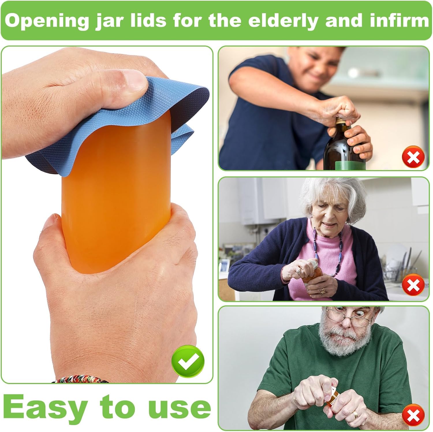 12pcs Jar Opener Gripper Pads – Non-Slip Rubber Jar Grippers, Multi-Function Kitchen Gadget for Bottle & Lid Opening, Anti-Slip Coasters, Jar Opener for Seniors, Arthritis, Weak Hands