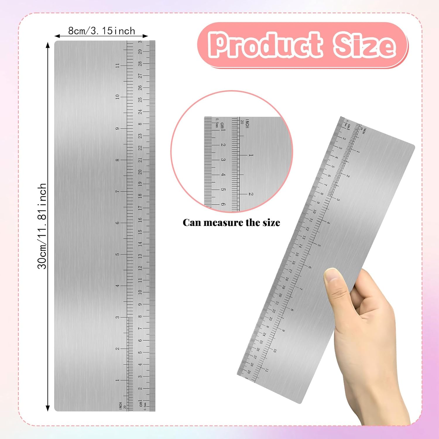 12 Inches Stainless Steel Cake Scraper Leveler and Smoother Metal Cake Scraper Frosting Smoother Baking Scraper Tool for Buttercream