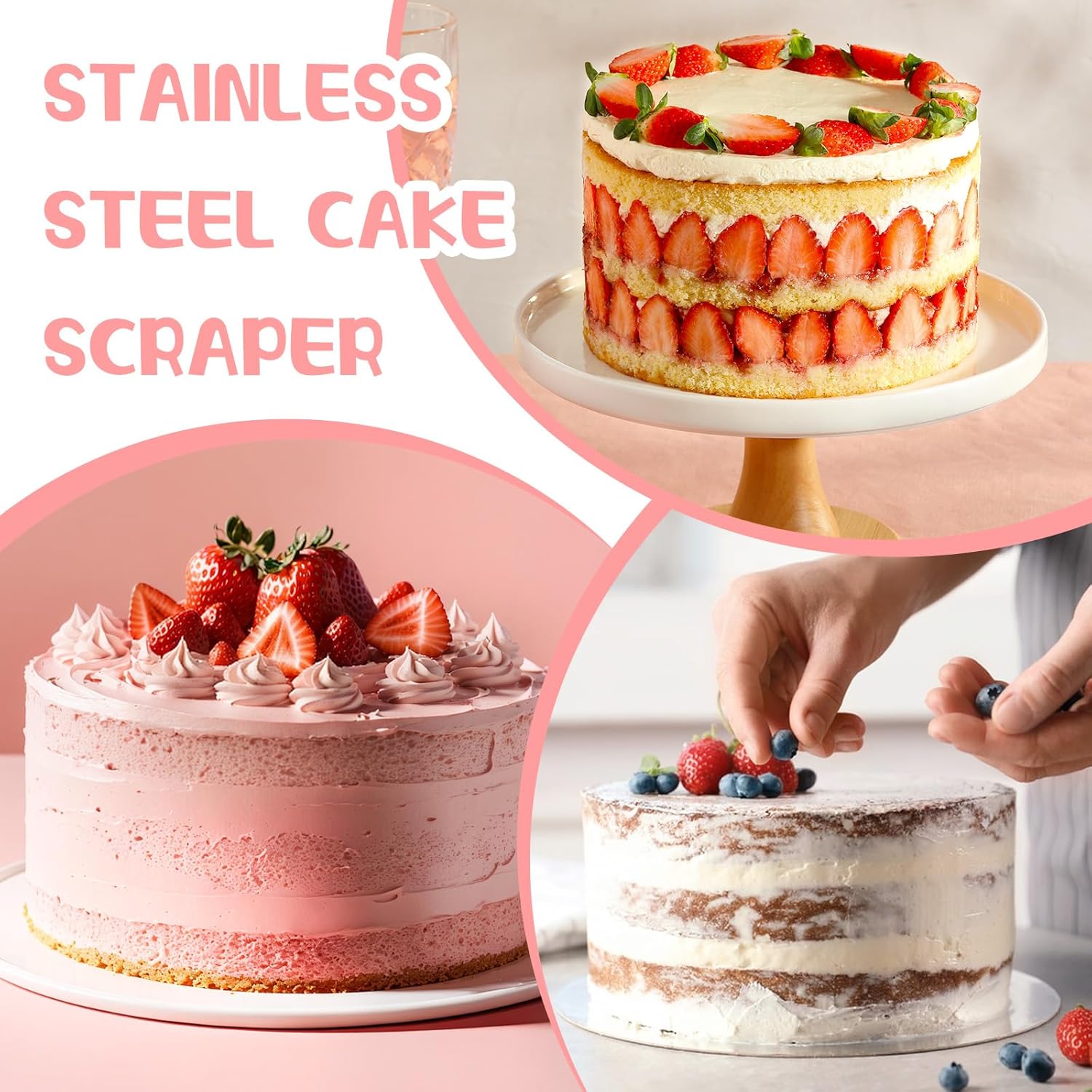 12 Inches Stainless Steel Cake Scraper Leveler and Smoother Metal Cake Scraper Frosting Smoother Baking Scraper Tool for Buttercream