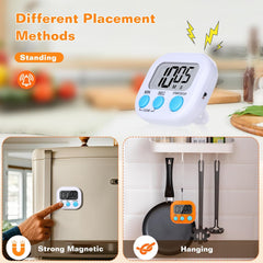 12 Pack Digital Kitchen Timers, Magnetic Countdown Timer with Loud Alarm | Big Digits, Backing Stand, Classroom, Teachers, Kids, Shower, Study, Work, Exercise, Training, Cooking.