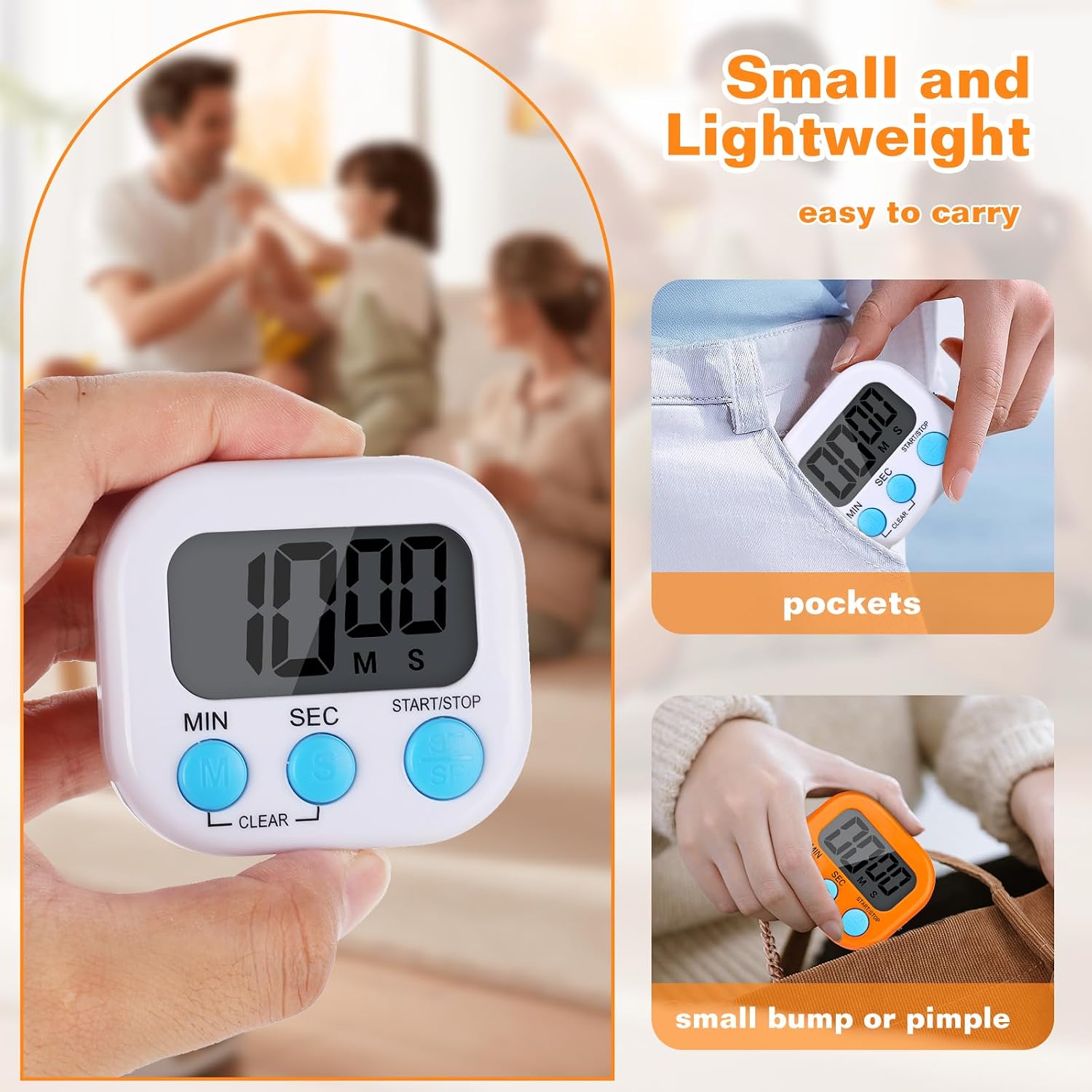 12 Pack Digital Kitchen Timers, Magnetic Countdown Timer with Loud Alarm | Big Digits, Backing Stand, Classroom, Teachers, Kids, Shower, Study, Work, Exercise, Training, Cooking.
