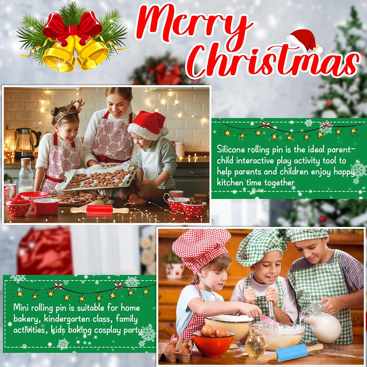 10 Pcs 9 Inch Mini Rolling Pins Kids with Wooden Handle | 5 Colors Silicone Non-stick, Small Dough Roller for Kids, Home Kitchen Baking Supplies for Dough Clay Cookie Pastry Cake