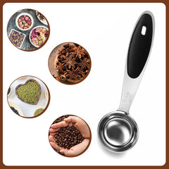 1/2 Tbsp, Single Measuring Spoon with Black Silicone Grip Small Coffee Scoop, Handle Included Stainless Steel Individual Measure Scoop for Baking & Cooking, Metal Kitchen Gadgets Essentials