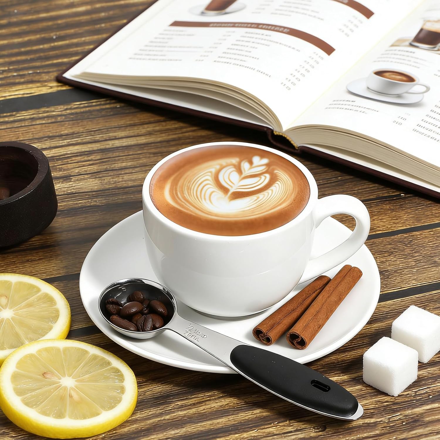 1/2 Tbsp, Single Measuring Spoon with Black Silicone Grip Small Coffee Scoop, Handle Included Stainless Steel Individual Measure Scoop for Baking & Cooking, Metal Kitchen Gadgets Essentials