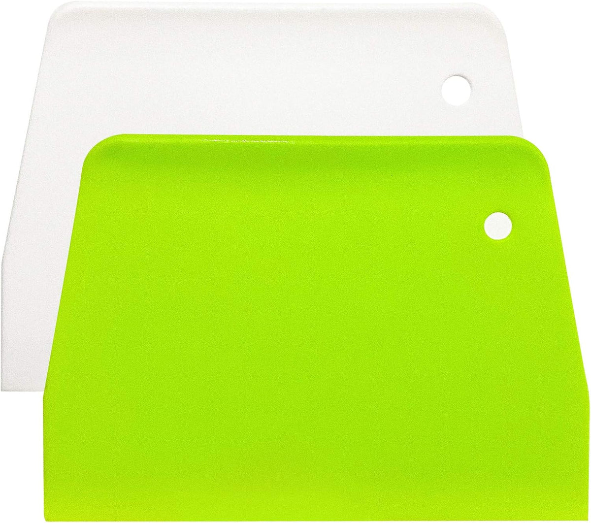 (2PCS) Dough Scraper Bowl Scraper  .Food safe Plastic Dough Cutter . Flexible Plastic Scraper Practical Bench Scraper Multipurpose Food Scrappers for Bread Dough Cake Fondant Icing