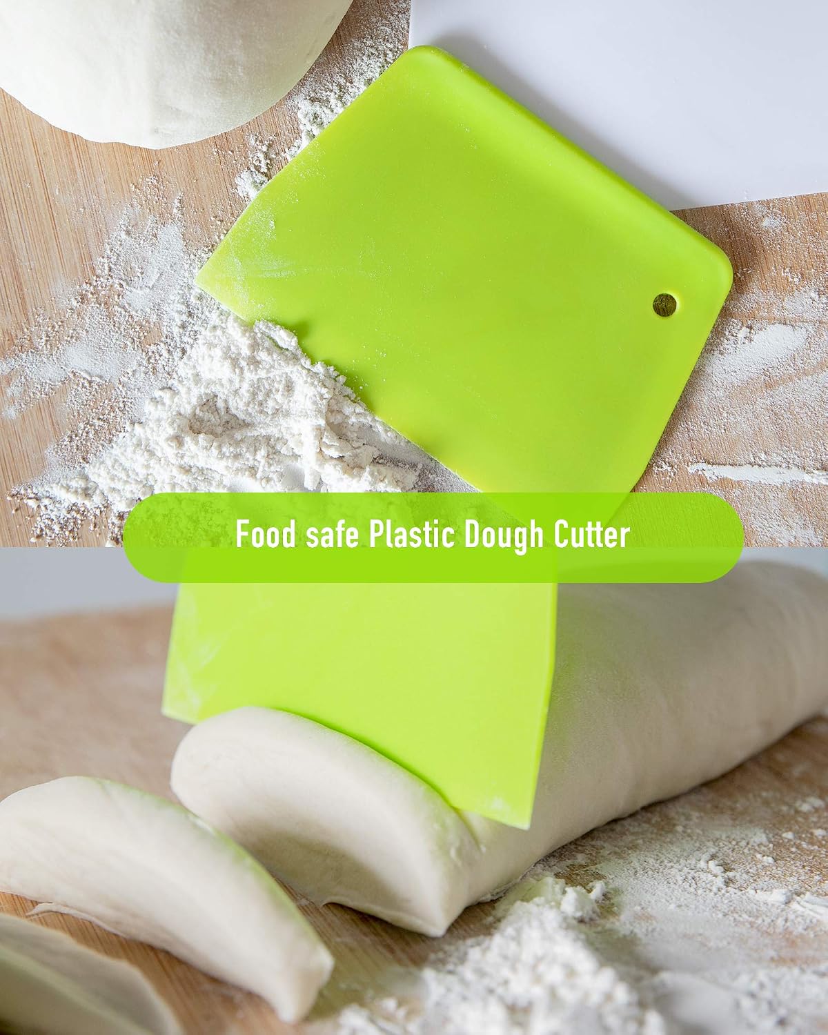 (2PCS) Dough Scraper Bowl Scraper  .Food safe Plastic Dough Cutter . Flexible Plastic Scraper Practical Bench Scraper Multipurpose Food Scrappers for Bread Dough Cake Fondant Icing