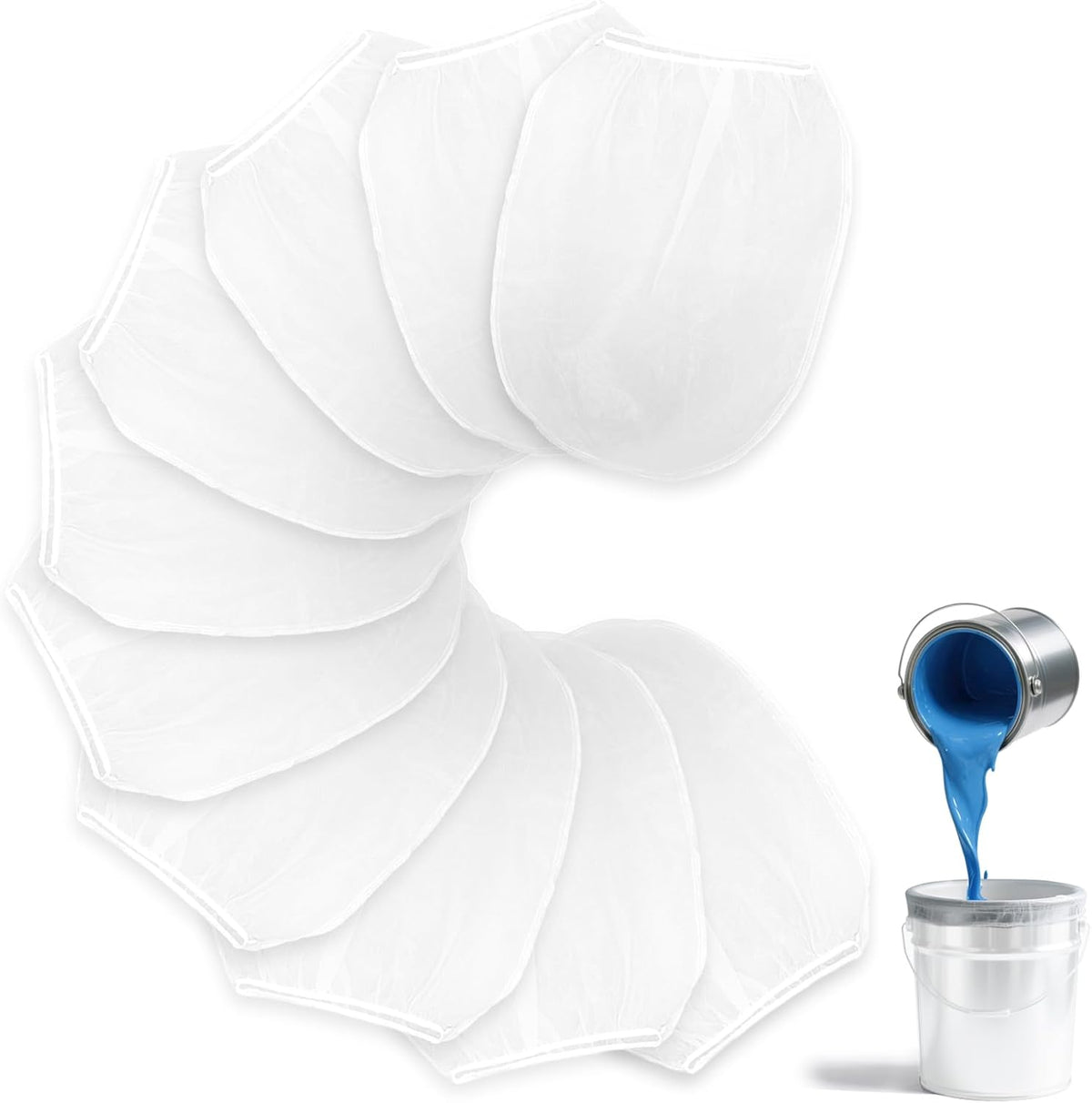 10PCS Paint Filter Bags, 5 Gallon Fine Mesh Strainer | White Fine Mesh, Elastic Top, Gardening, Hydroponics, Paint Strainer