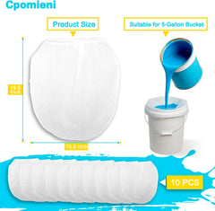 10PCS Paint Filter Bags, 5 Gallon Fine Mesh Strainer | White Fine Mesh, Elastic Top, Gardening, Hydroponics, Paint Strainer