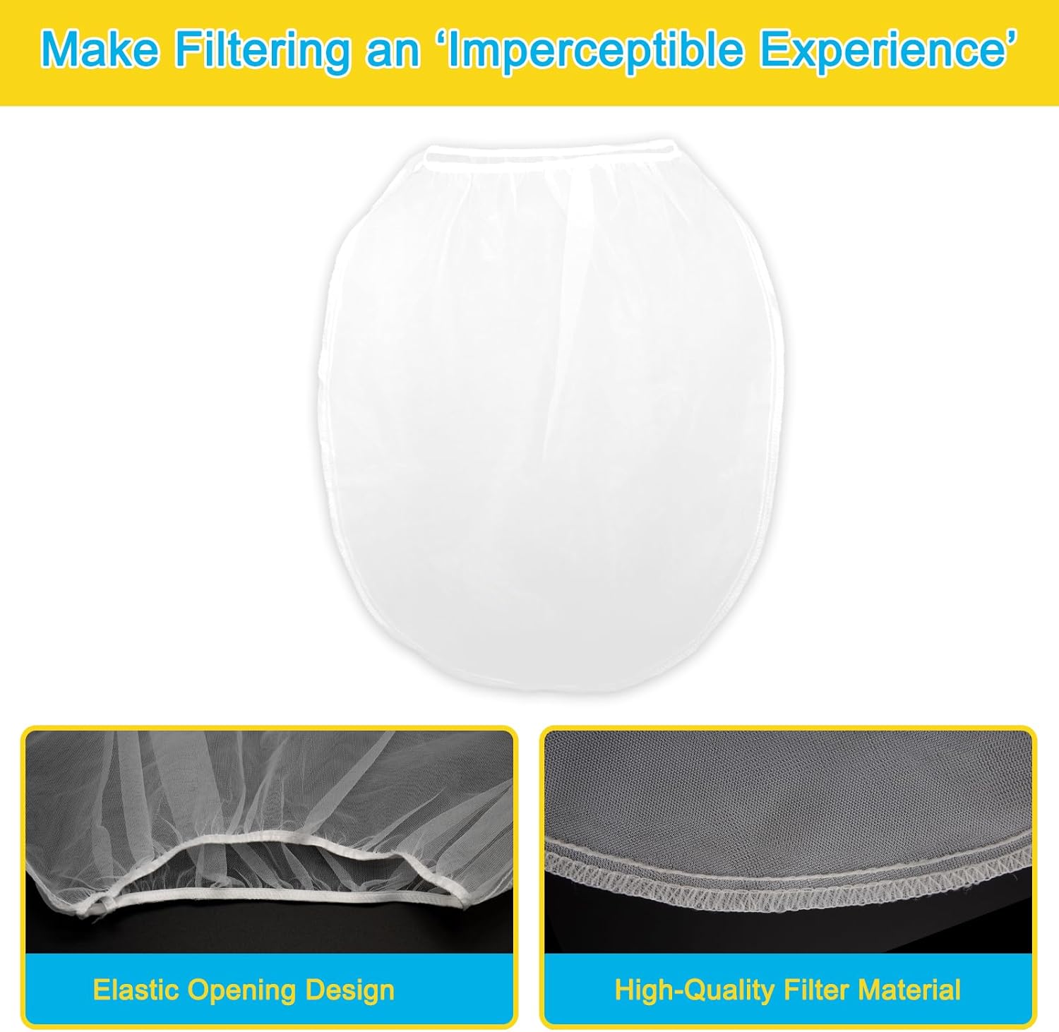 10PCS Paint Filter Bags, 5 Gallon Fine Mesh Strainer | White Fine Mesh, Elastic Top, Gardening, Hydroponics, Paint Strainer