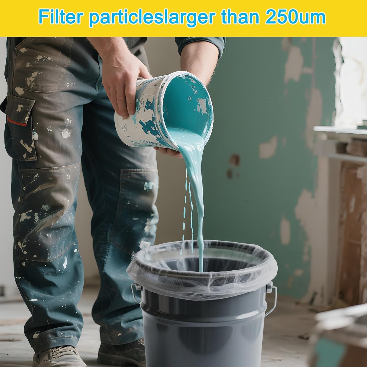 10PCS Paint Filter Bags, 5 Gallon Fine Mesh Strainer | White Fine Mesh, Elastic Top, Gardening, Hydroponics, Paint Strainer