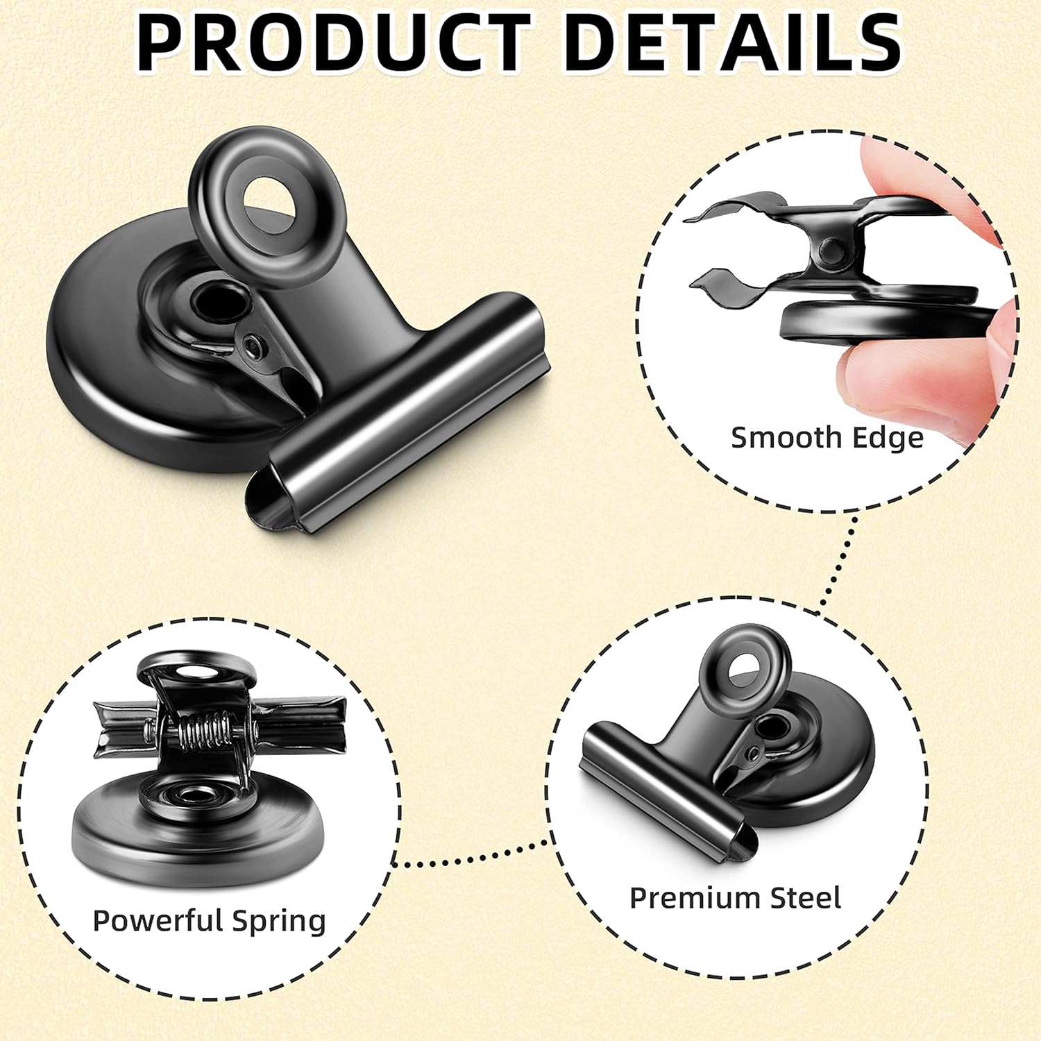 12 Pack Magnetic Clips, Fridge Magnets Refrigerator Magnets, Strong Magnetic Clips Heavy Duty, Whiteboard Magnet Clip for Office Home Classroom Organization Kitchen Accessories(Black)