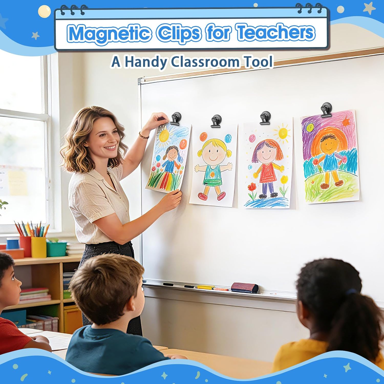 12 Pack Magnetic Clips, Fridge Magnets Refrigerator Magnets, Strong Magnetic Clips Heavy Duty, Whiteboard Magnet Clip for Office Home Classroom Organization Kitchen Accessories(Black)