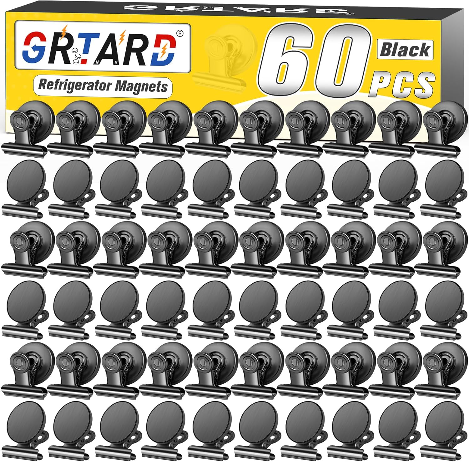 12 Pack Magnetic Clips, Fridge Magnets Refrigerator Magnets, Strong Magnetic Clips Heavy Duty, Whiteboard Magnet Clip for Office Home Classroom Organization Kitchen Accessories(Black)