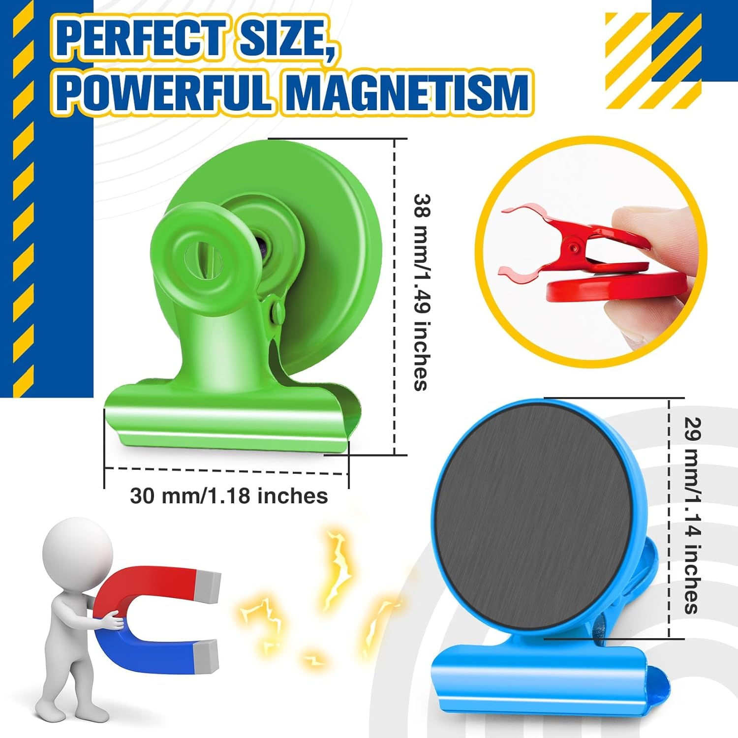 12 Pack Magnetic Clips, Fridge Magnets Refrigerator Magnets, Strong Magnetic Clips Heavy Duty, Whiteboard Magnet Clip for Office Home Classroom Organization Kitchen Accessories(Black)