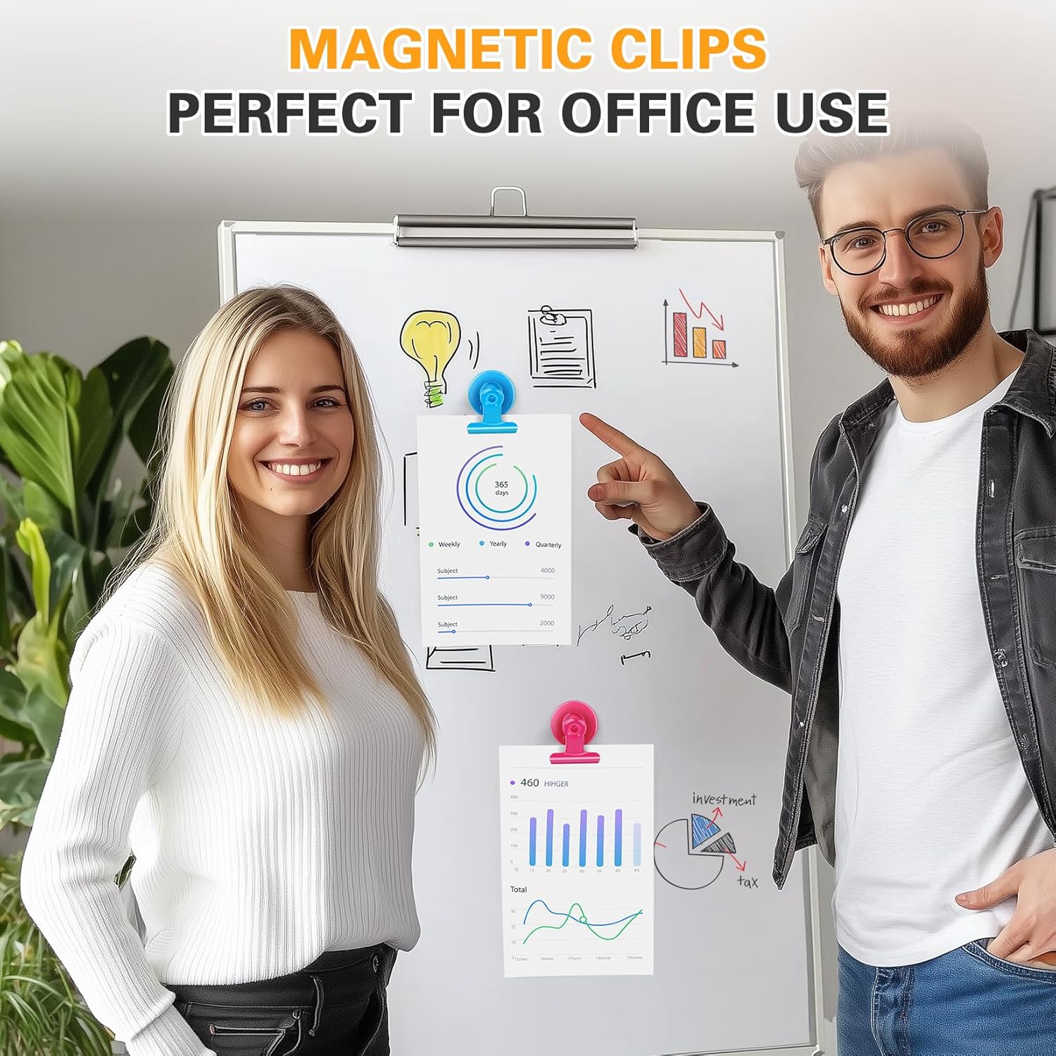 12 Pack Magnetic Clips, Fridge Magnets Refrigerator Magnets, Strong Magnetic Clips Heavy Duty, Whiteboard Magnet Clip for Office Home Classroom Organization Kitchen Accessories(Black)