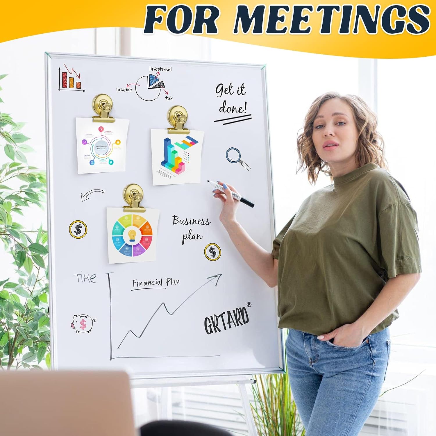 12 Pack Magnetic Clips, Fridge Magnets Refrigerator Magnets, Strong Magnetic Clips Heavy Duty, Whiteboard Magnet Clip for Office Home Classroom Organization Kitchen Accessories(Black)