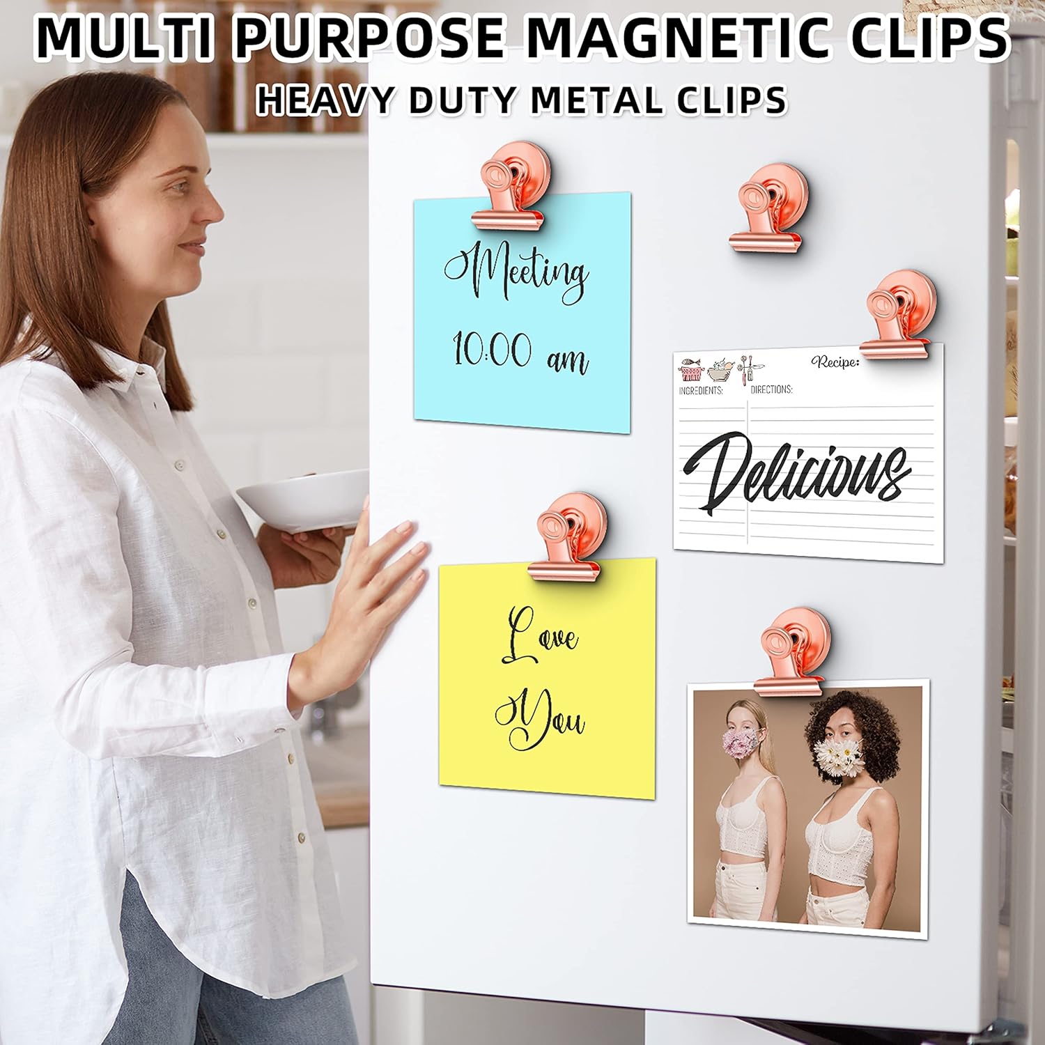 12 Pack Magnetic Clips, Fridge Magnets Refrigerator Magnets, Strong Magnetic Clips Heavy Duty, Whiteboard Magnet Clip for Office Home Classroom Organization Kitchen Accessories(Black)