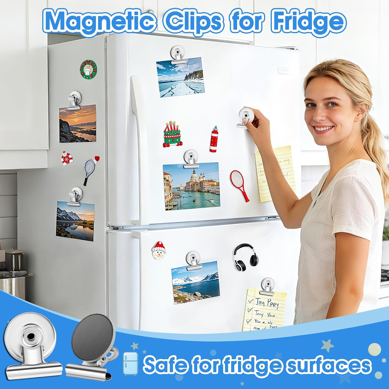 12 Pack Magnetic Clips, Fridge Magnets Refrigerator Magnets, Strong Magnetic Clips Heavy Duty, Whiteboard Magnet Clip for Office Home Classroom Organization Kitchen Accessories(Black)