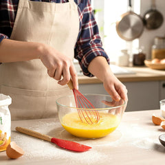 12 Pcs Small Silicone Whisks and Spatulas with Wooden Handle for Cooking 10 Inch Mini Whisk Spatula Non Stick Kitchen Baking Essentials Cookware for Valentines Day Party Favor Gift Supplies