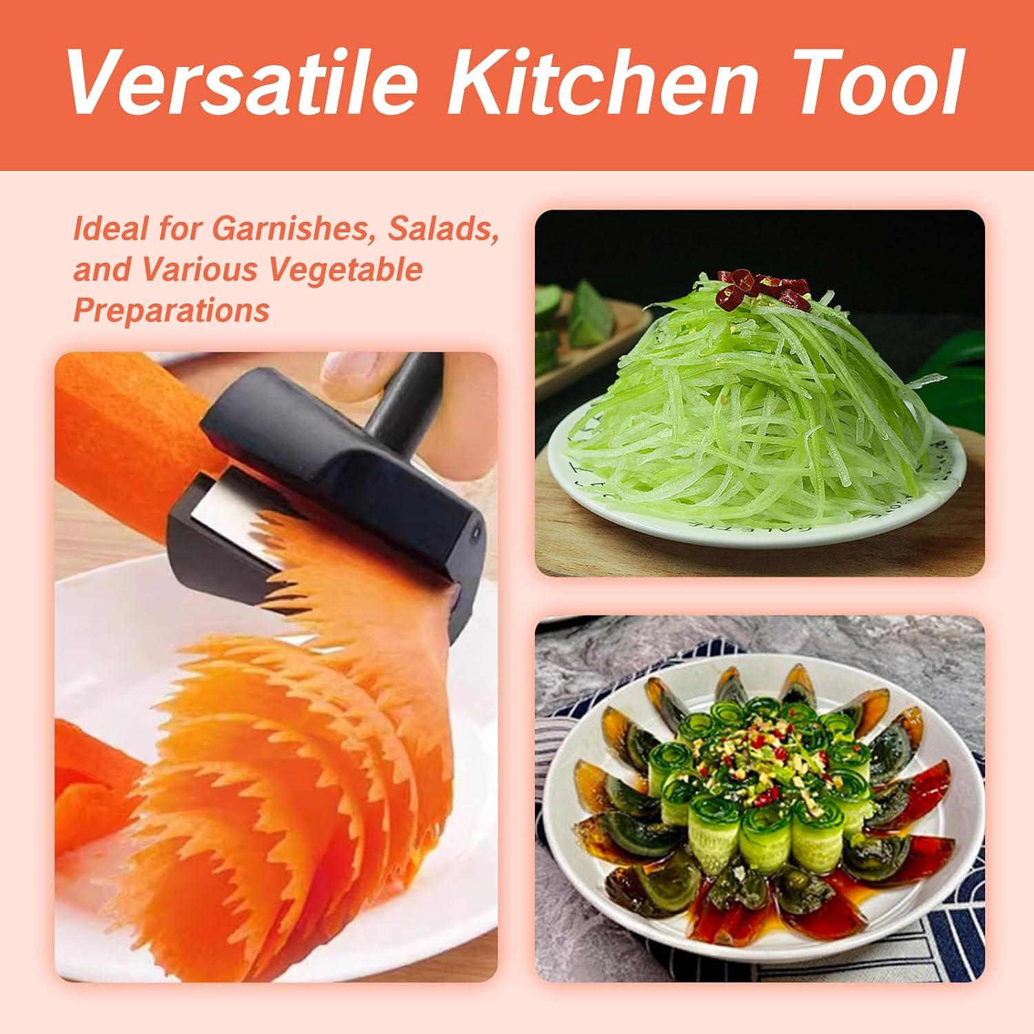 1 PCS Carrot Cutter Tool Curler Peeler Spiral Black Fruits Slicer and Vegetable Decoration Tools for Chef Garnishing Tool Set with Sharpener Spiral Shred Slicer for Carrots Cucumbers and More