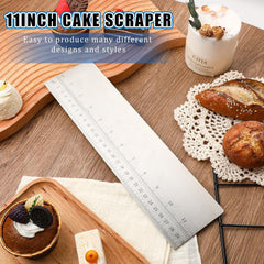 12 Inch Metal Cake Scraper Smoother with Scale Stainless Steel Cake Edge Smoother Cake Decorating Comb Baking Scraper Tool for Mousse Butter Cream Cake Decoration