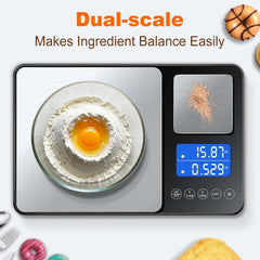 0.001oz/33lbs Dual Platform Food Kitchen Scales Digital Weight Grams and Ounces, Two Precisions Kitchen Scale for Sourdough Bread, Baking and Cooking with 7 Units Tare, Accumulation Functions