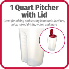 1 Quart Bottle with Snap Lock Easy-Pour Lid, BPA Free, Clear