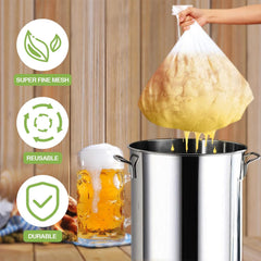 10 Pack Brew Bags Reusable Extra Large 26 x 22'' Fine Mesh Strainer Cold Brew Filters Drawstring Cheese Cloth Straining Bags Wine Making Supplies for Fruit Cider Beer