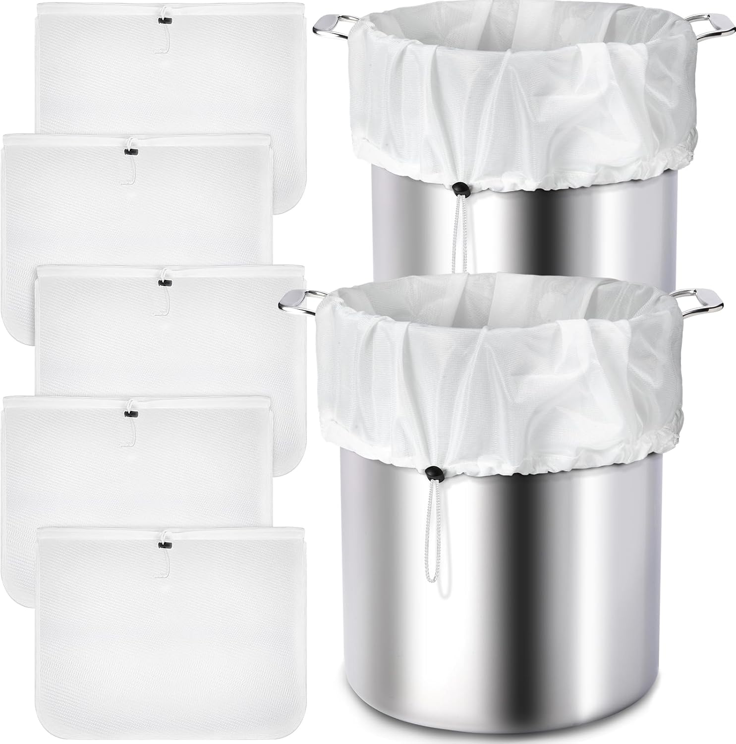 10 Pack Brew Bags Reusable Extra Large 26 x 22'' Fine Mesh Strainer Cold Brew Filters Drawstring Cheese Cloth Straining Bags Wine Making Supplies for Fruit Cider Beer