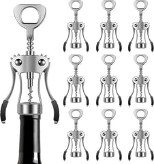 10PCS Wing Corkscrew Wine Opener Bulk,2IN1 Cork Screw Wine Bottle Opener Manual with Beer Bottles Opener Stainless Steel Wine Openers Tool for Wedding Party Favors Groomsmen Waiters Bartenders Servers
