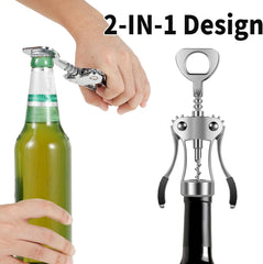 10PCS Wing Corkscrew Wine Opener Bulk,2IN1 Cork Screw Wine Bottle Opener Manual with Beer Bottles Opener Stainless Steel Wine Openers Tool for Wedding Party Favors Groomsmen Waiters Bartenders Servers