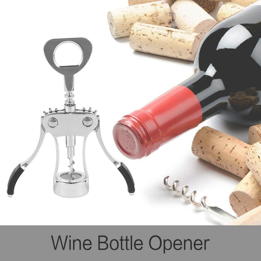 10PCS Wing Corkscrew Wine Opener Bulk,2IN1 Cork Screw Wine Bottle Opener Manual with Beer Bottles Opener Stainless Steel Wine Openers Tool for Wedding Party Favors Groomsmen Waiters Bartenders Servers