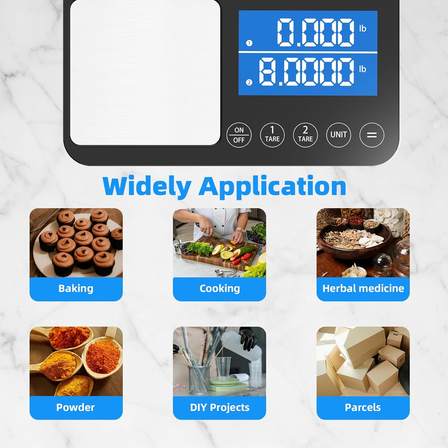 0.001oz/33lb Dual Platform Kitchen Scale, 9.4in Digital Food Scale | Stainless Steel, with Two Precisions, Accumulation Functions, 7 Units, Tare, for Baking, Cooking, Pre-Meal Preparation