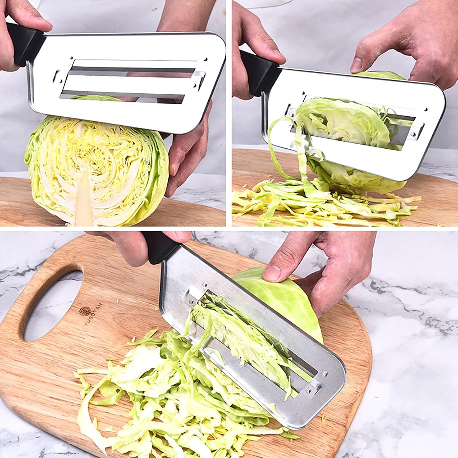 (2 Pack) Cabbage Shredder for Coleslaw,Stainless Steel Cabbage Slicer Shredder,Kitchen Lettuce Knife (Black and Red)