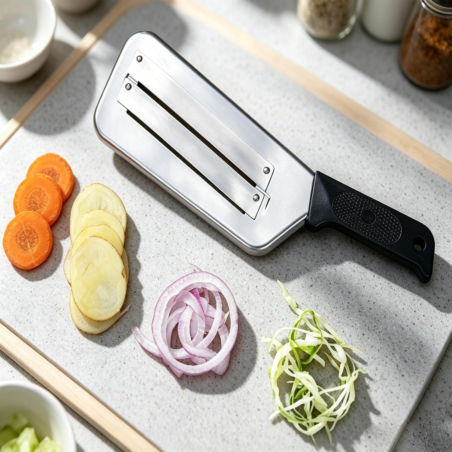 (2 Pack) Cabbage Shredder for Coleslaw,Stainless Steel Cabbage Slicer Shredder,Kitchen Lettuce Knife (Black and Red)
