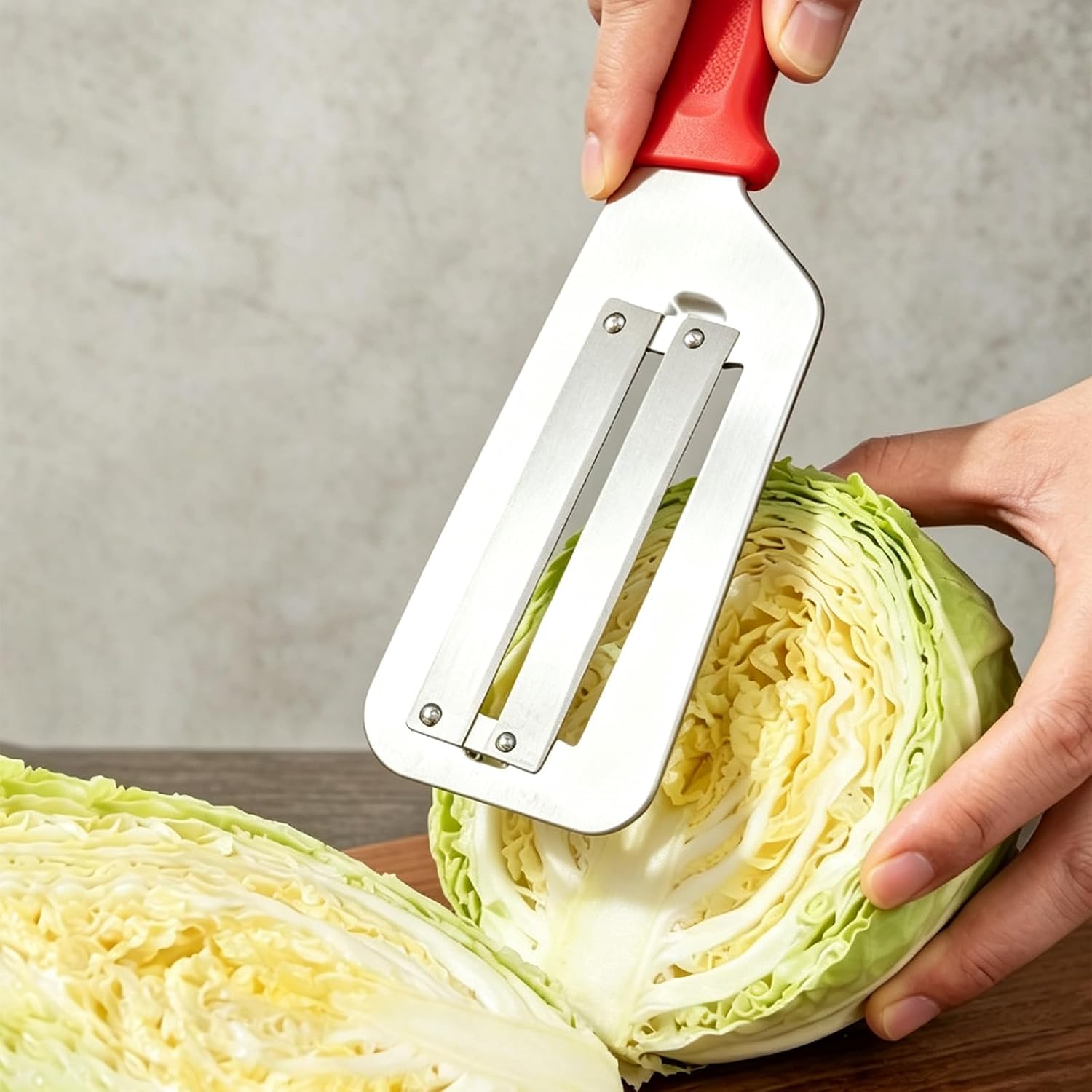 (2 Pack) Cabbage Shredder for Coleslaw,Stainless Steel Cabbage Slicer Shredder,Kitchen Lettuce Knife (Black and Red)