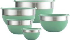 10 Pc Covered Stainless Steel and Silicone Mixing Bowl Set | Mint Green