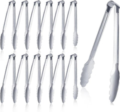 12 Pack Buffet Tongs Serving Tongs Stainless steel Kitchen Tongs 7inch | stainless steel Utility Tongs with scalloped grip for buffets, parties, catering, salad bars, appetizers, desserts and ice