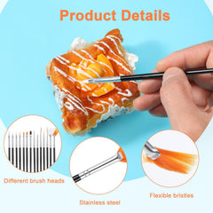 15 PCS Cake Decorating Brushes, Sugar Cookie Decorating Brushes Kit | Food Safe Basting Brush Multifunctional Decorative Baking Supplies Candy Icing Pastry Brush for Bakers(Black)