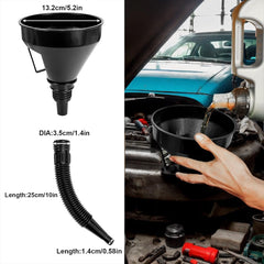 10 PCS Funnels for Automotive Use .Automotive Funnel Set with Wide Mouth Long Neck Hose, Flexible Oil Transmission Fuel Funnel Kit for Oil Change
