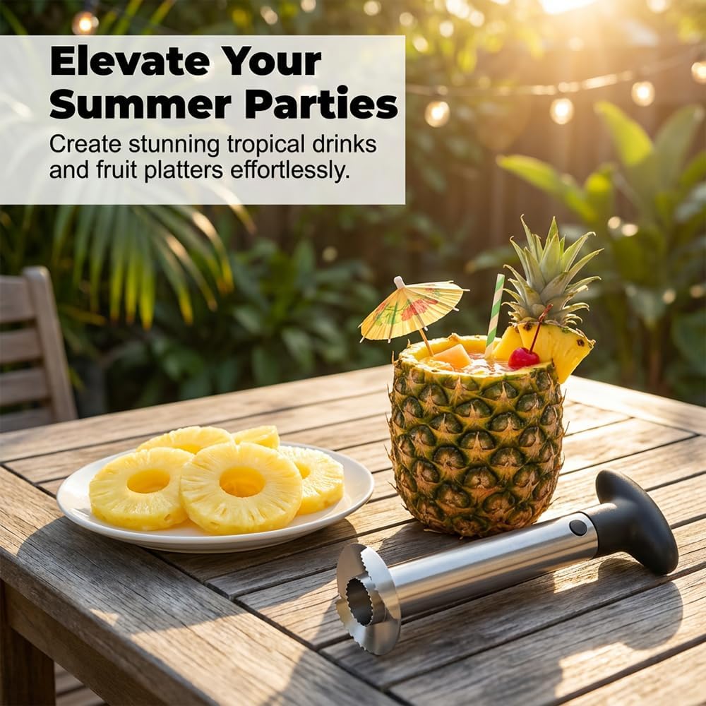 1 PCS Pineapple Peeler, Pineapple Corer, Multifunctional Pineapple Slicer,Long-lasting Stainless Steel Pineapple Tool for Home Kitchen with Sharp Blade for Diced Fruit Rings
