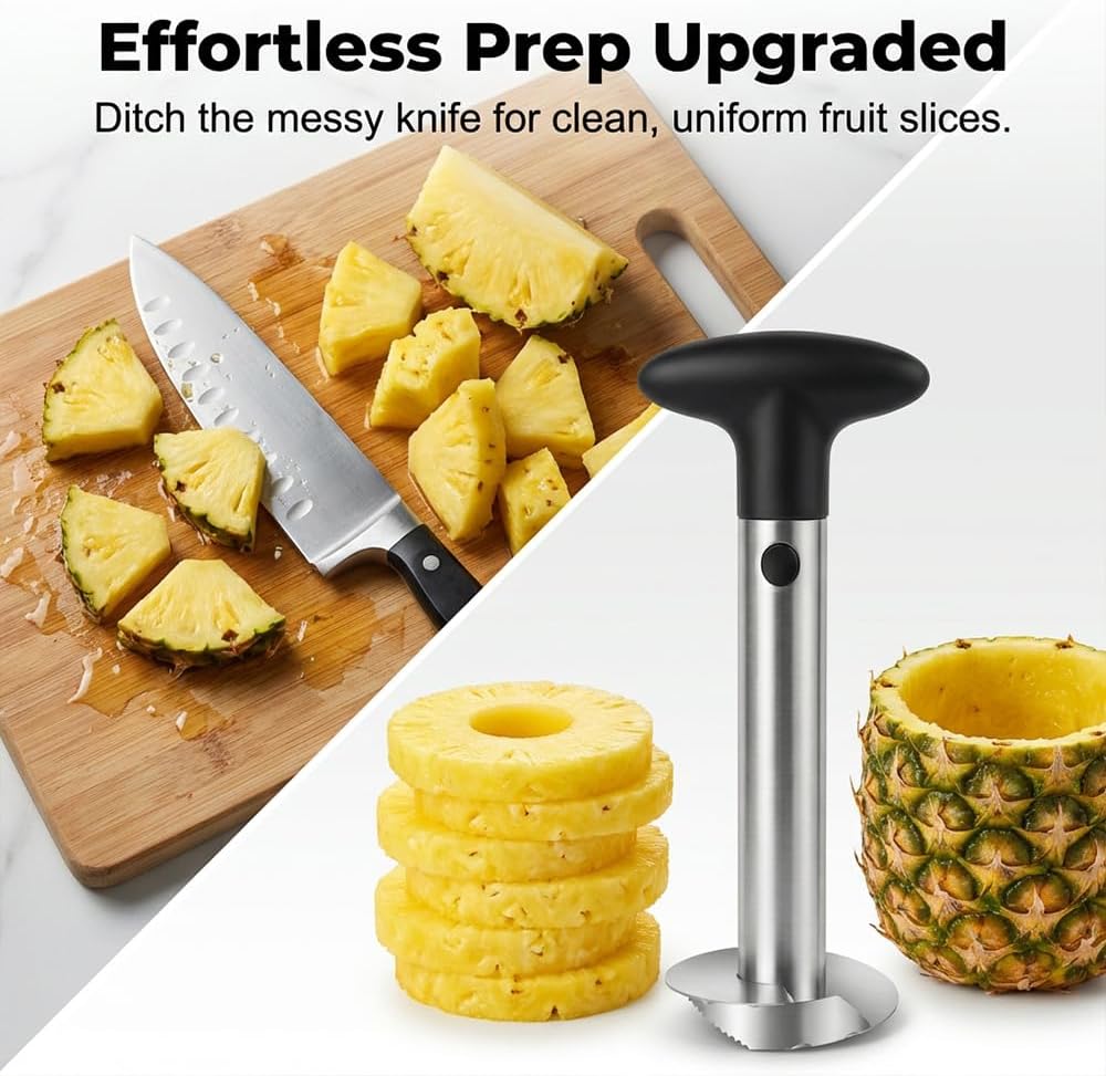 1 PCS Pineapple Peeler, Pineapple Corer, Multifunctional Pineapple Slicer,Long-lasting Stainless Steel Pineapple Tool for Home Kitchen with Sharp Blade for Diced Fruit Rings