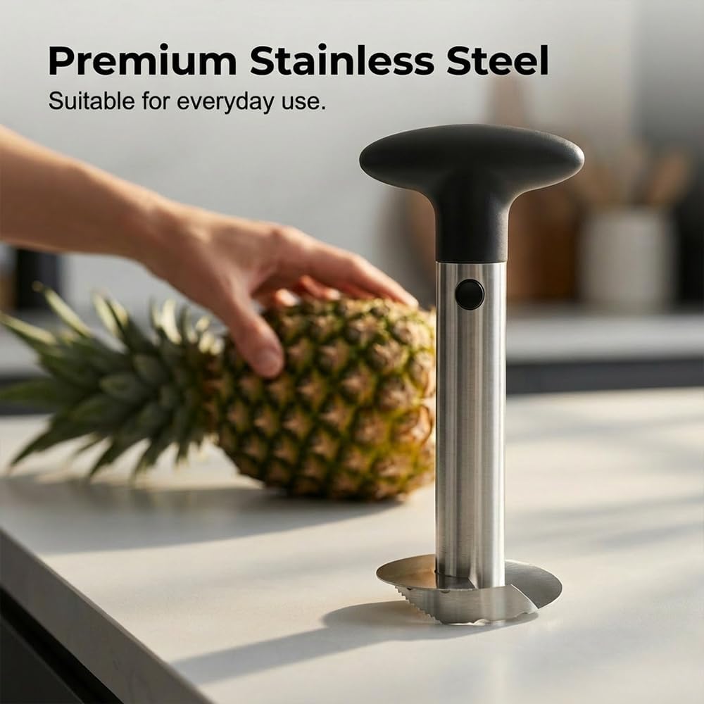1 PCS Pineapple Peeler, Pineapple Corer, Multifunctional Pineapple Slicer,Long-lasting Stainless Steel Pineapple Tool for Home Kitchen with Sharp Blade for Diced Fruit Rings