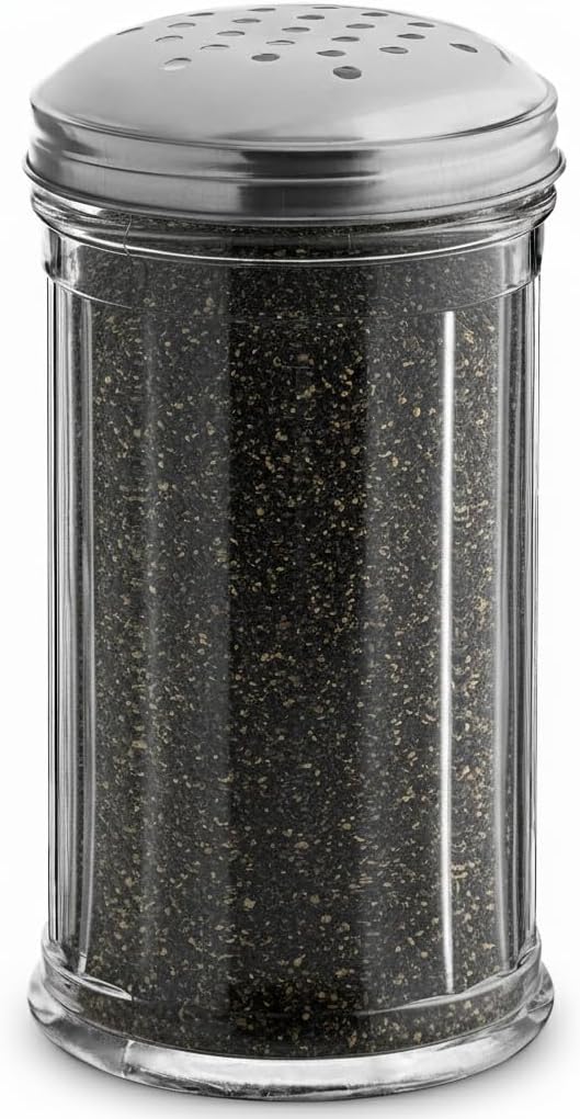 12 Oz Parmesan Cheese Shaker/salt and pepper shakers with Stainless Steel Lid, Clear Plastic seasoning shaker, sugar/spice dispenser, large salt and pepper shakers (360 ml) (12, 12 Oz)